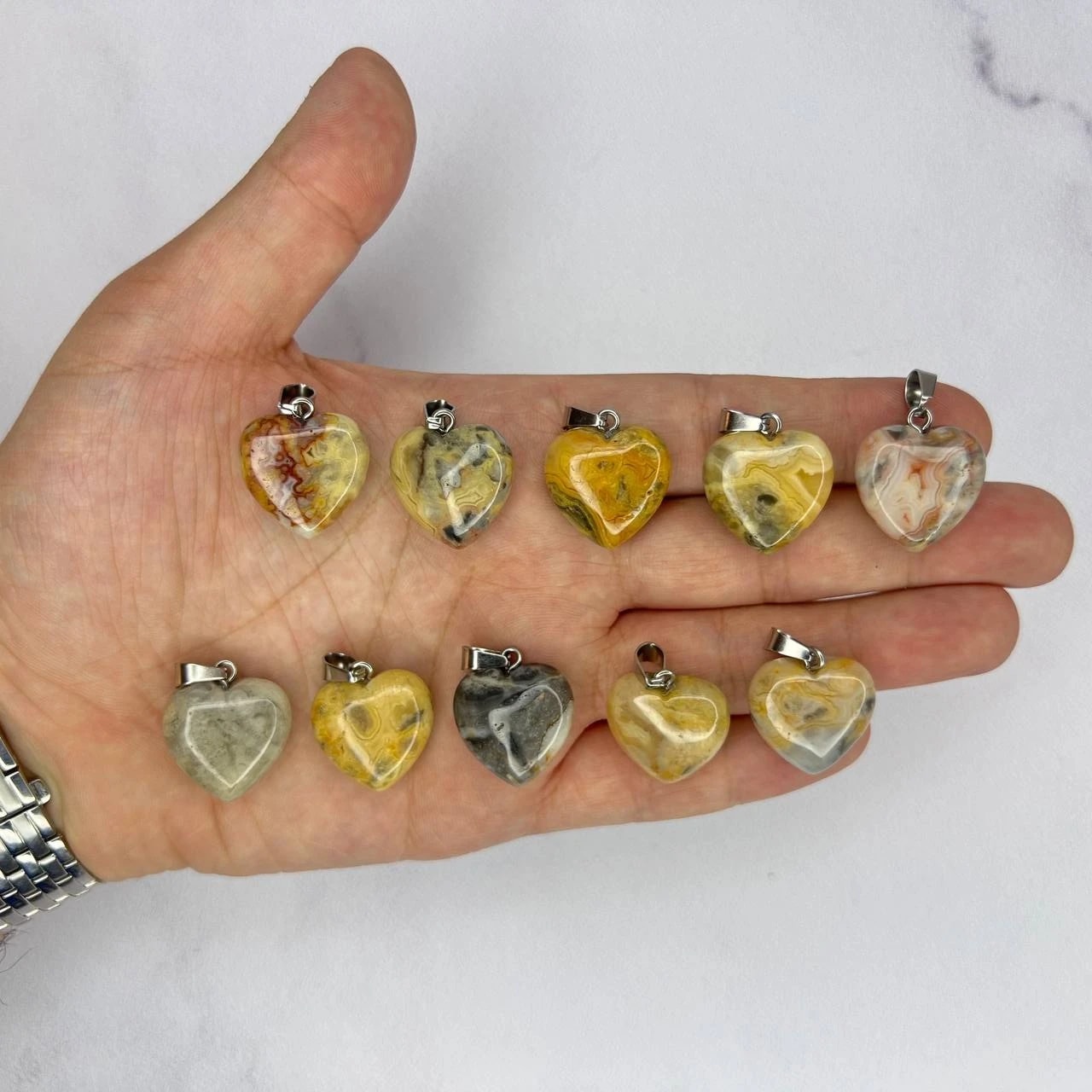 آویز قلب تپل 2 سانتی متر عقیق دیوانه — تصویر 3